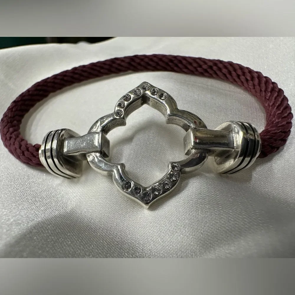 Brighton Burgundy Rope Bracelet with Silver-Tone Clasp & Crystal Accents